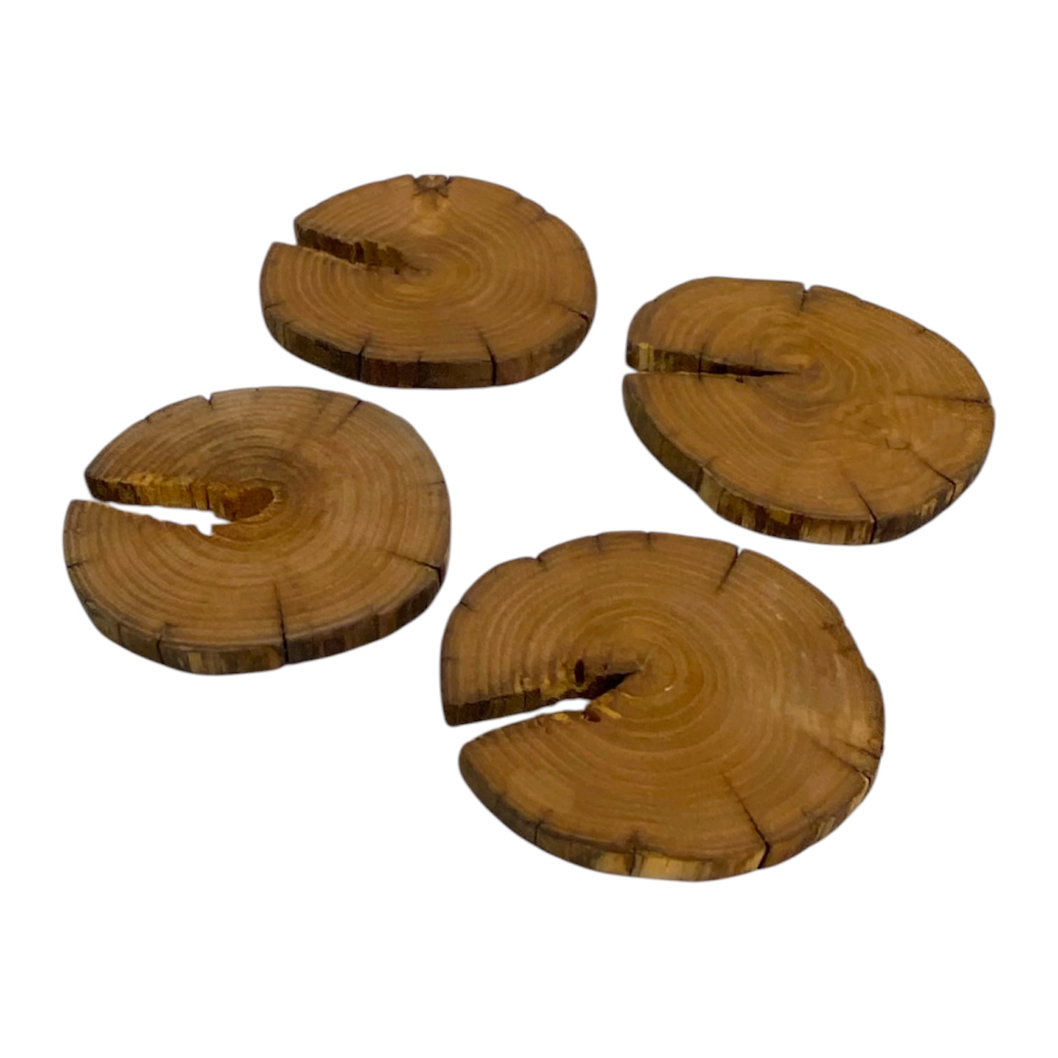 set di sottobicchieri in legno massello artigianali forma tonda