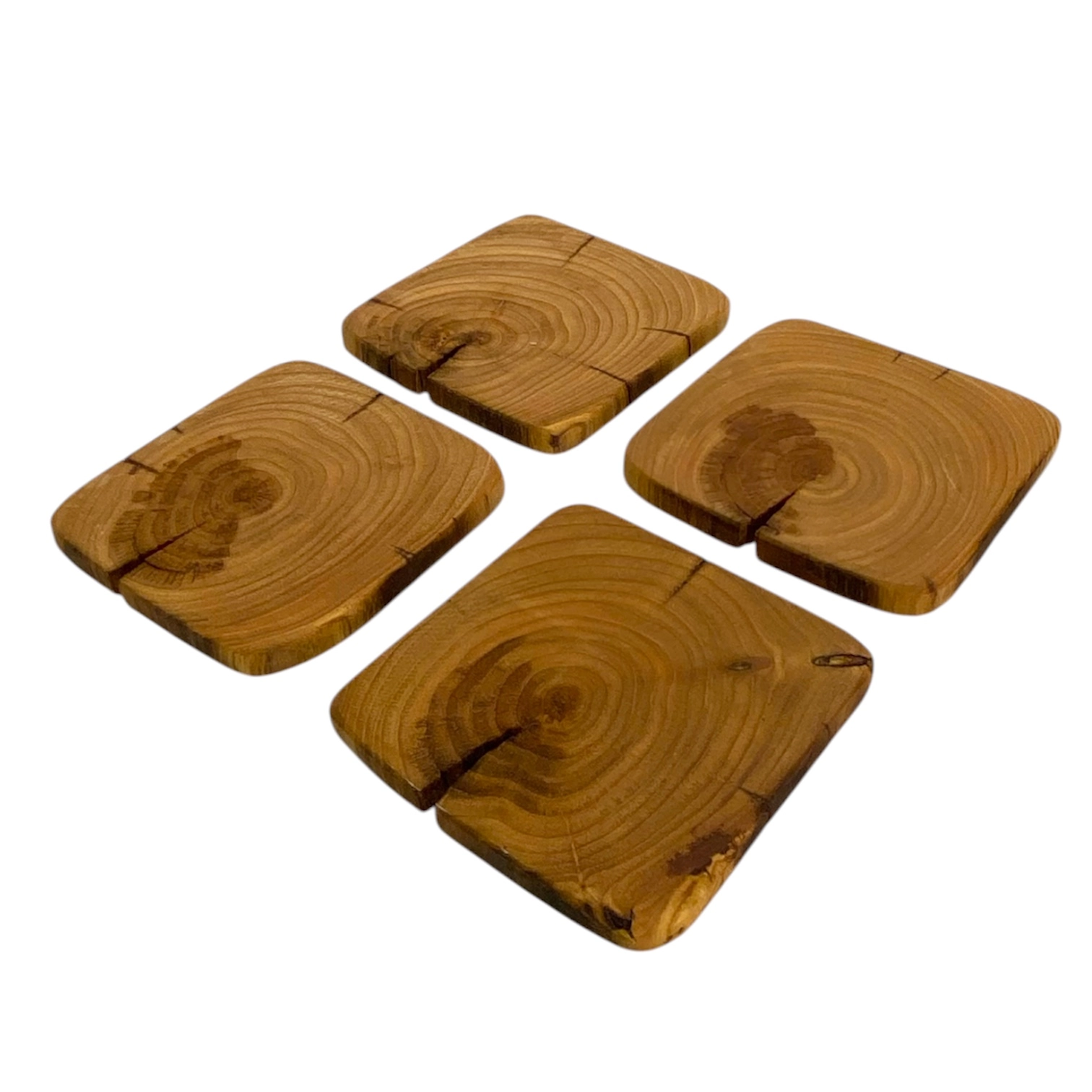 set di sottobicchieri quadrati in legno massello artigianali