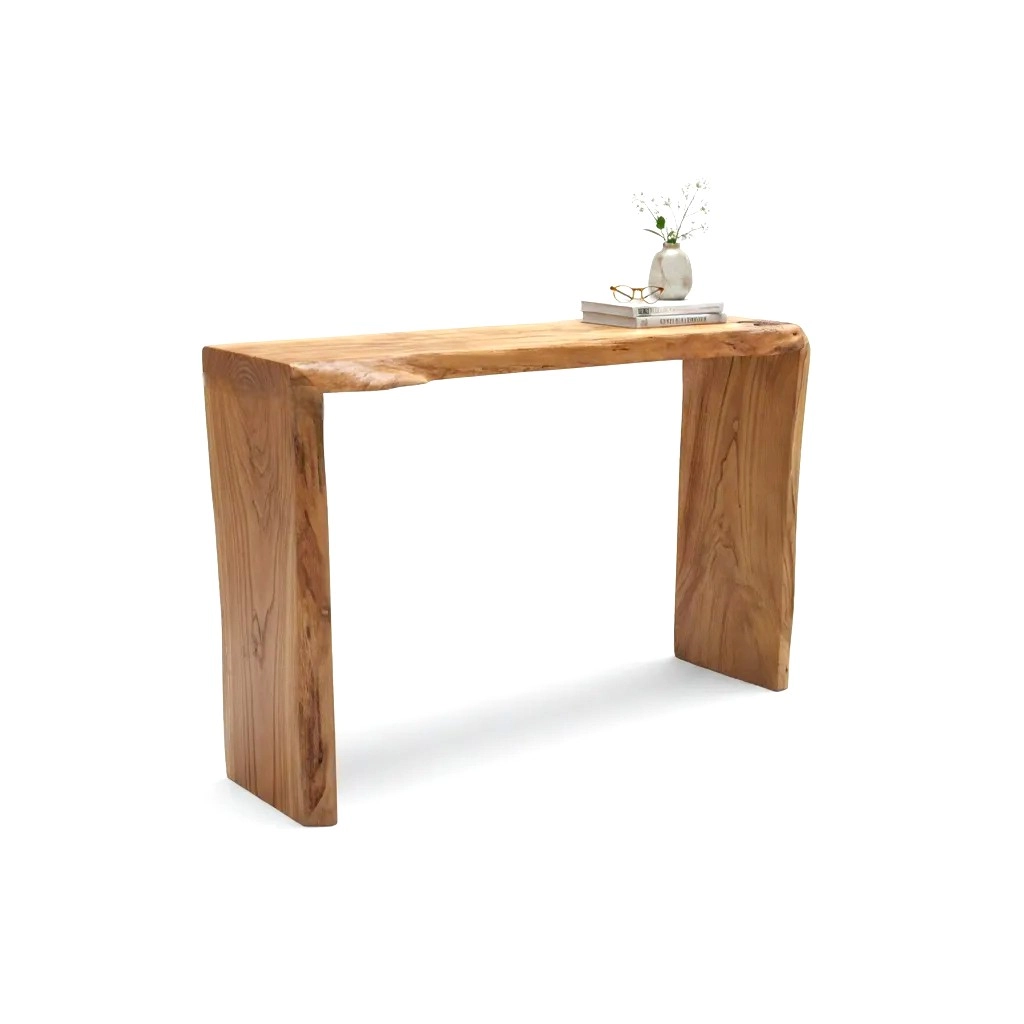 Consolle artigianale in legno massello di castagno dal design naturale