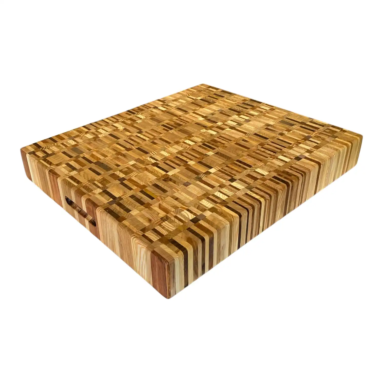 Tagliere professionale end grain artigianale in 8 legni ispirato all'Infiorata di Spello
