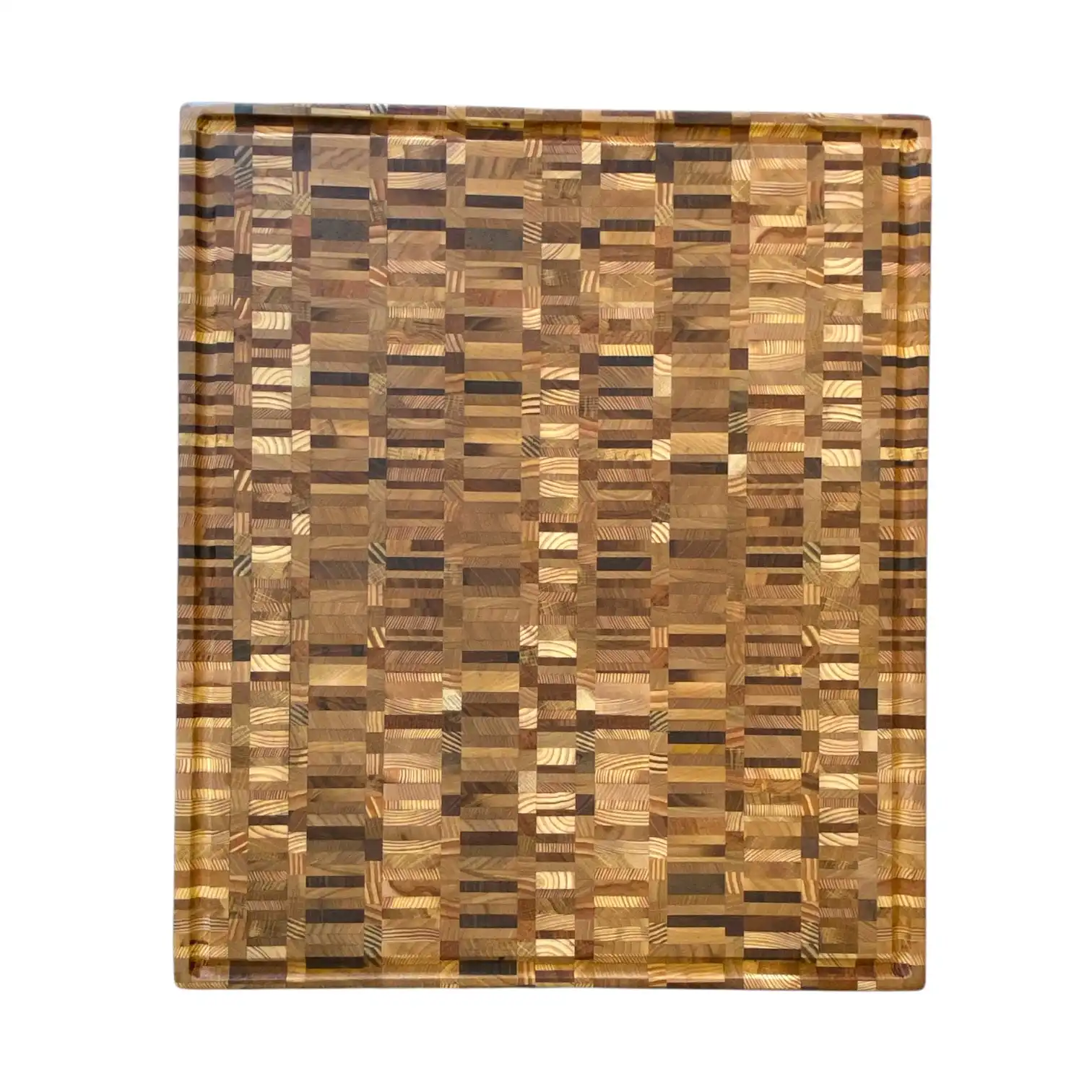Tagliere professionale end grain artigianale in 8 legni ispirato all'Infiorata di Spello