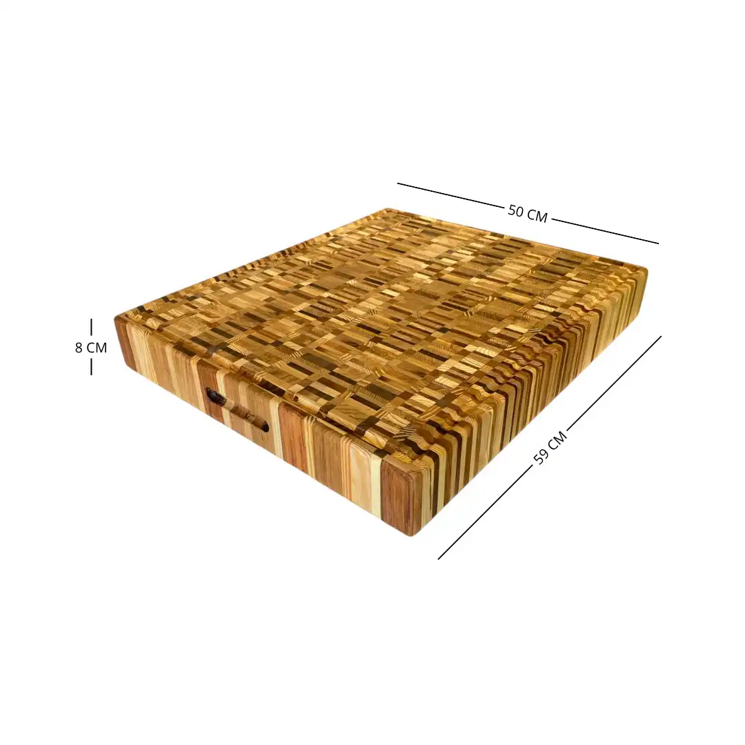 Tagliere professionale end grain artigianale in 8 legni ispirato all'Infiorata di Spello