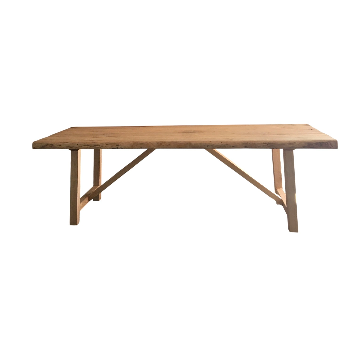 Tavolo artigianale in castagno massello con basamento a capretta