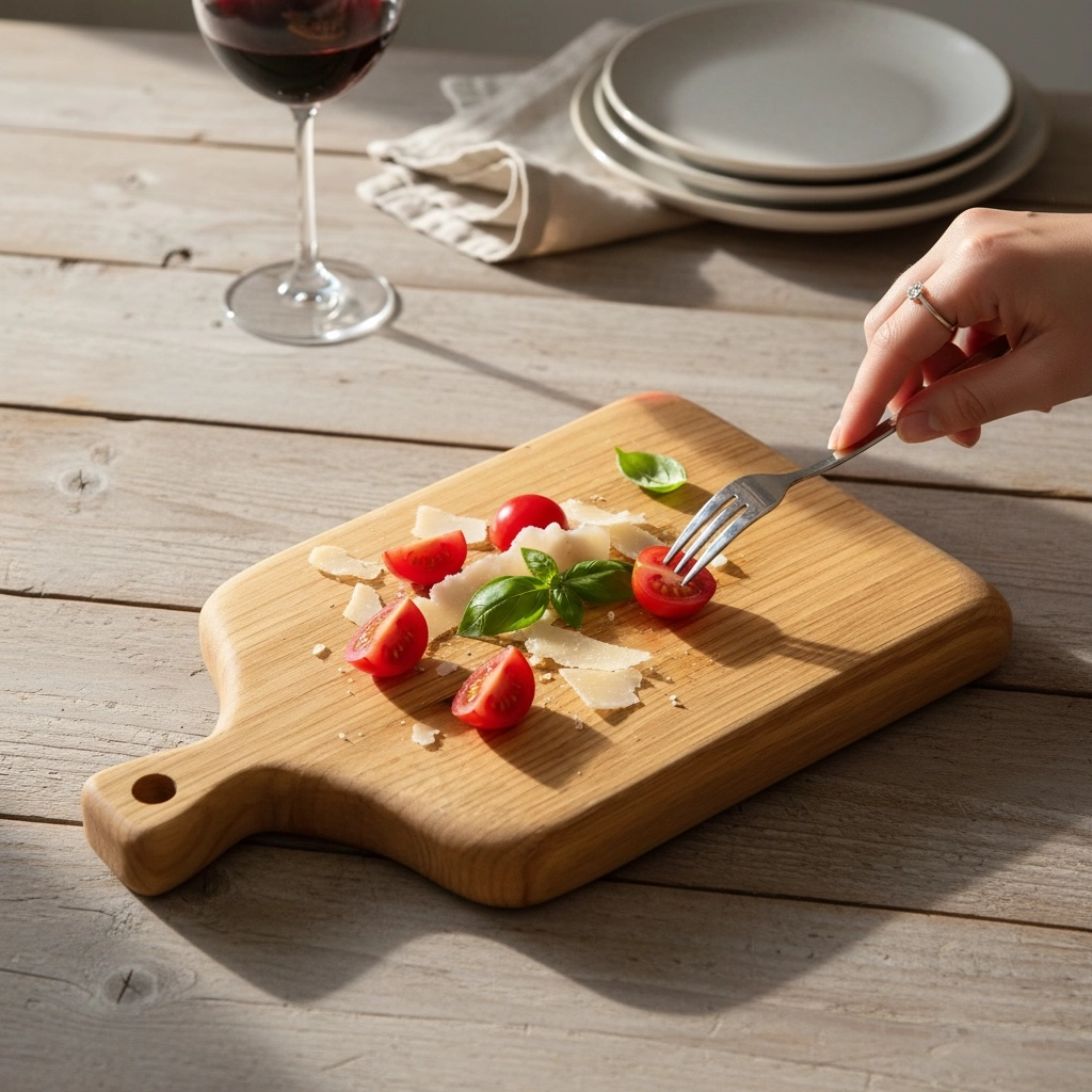 rectangular cutting board in antique chestnut wood with handle