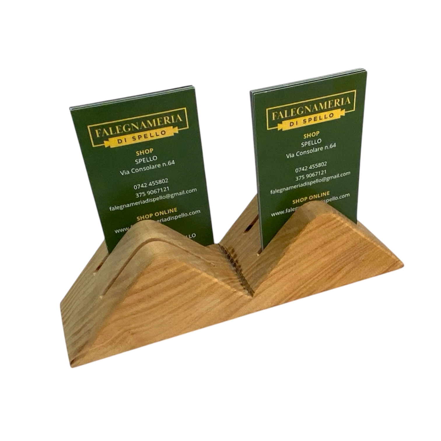 porta carte in legno massello artigianale con design irregolare finitura chiara