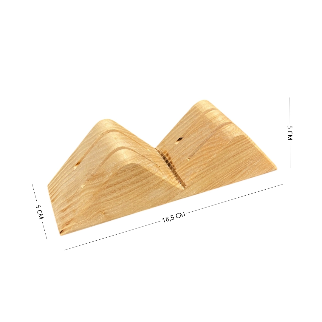 porta carte in legno massello artigianale con design irregolare finitura chiara