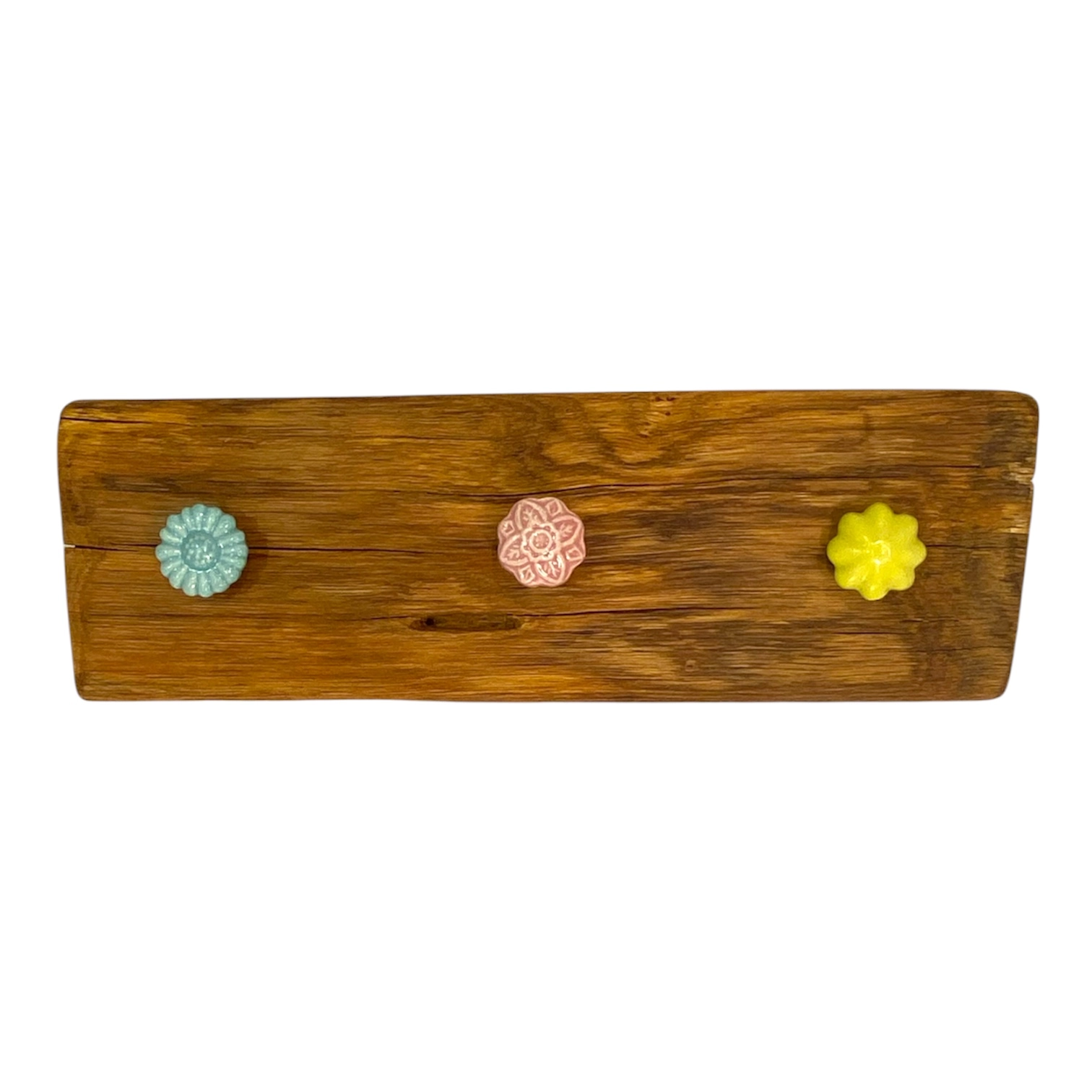 Appendiabiti in legno massello con tre pomelli color pastello