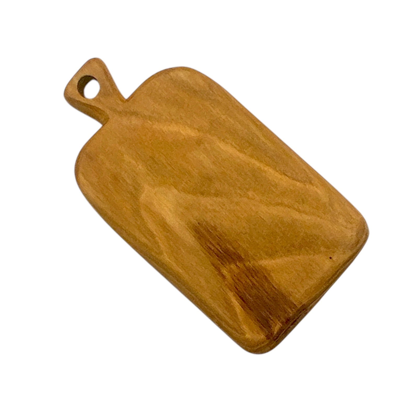 Handcrafted solid oak cutting board with handle, natural finish and elegant grain