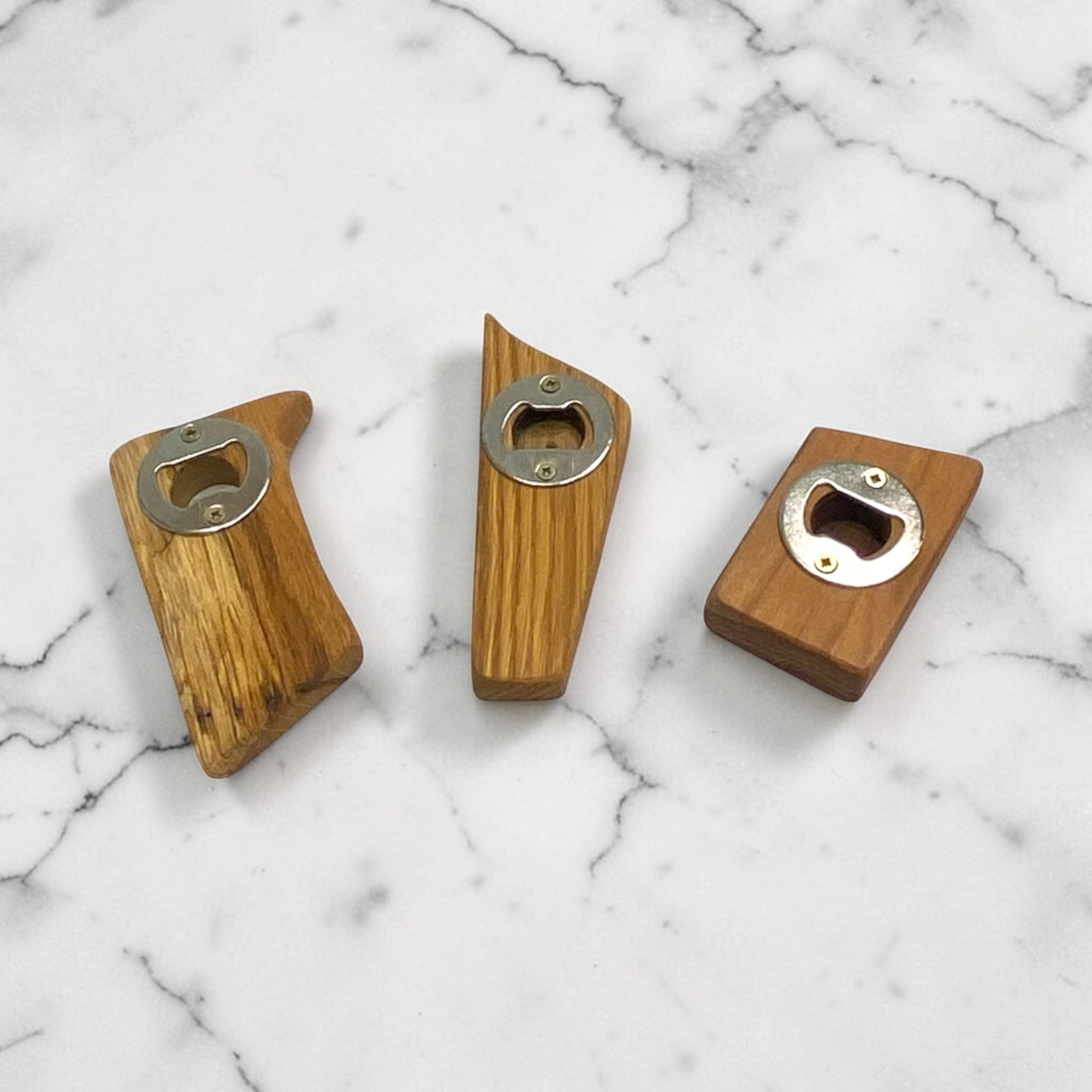 Handcrafted solid wood bottle openers