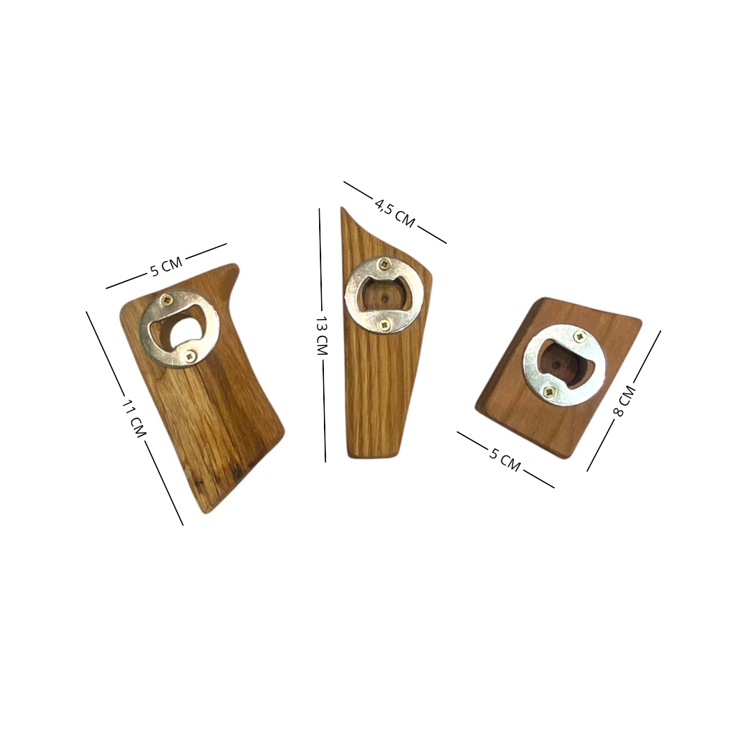 Handcrafted solid wood bottle openers