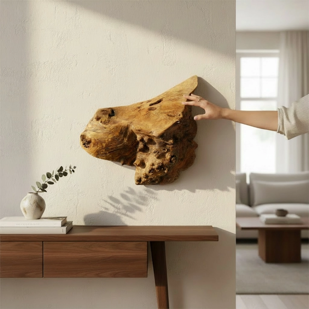 Scultura artigianale in radica di pioppo chiamata Crateri