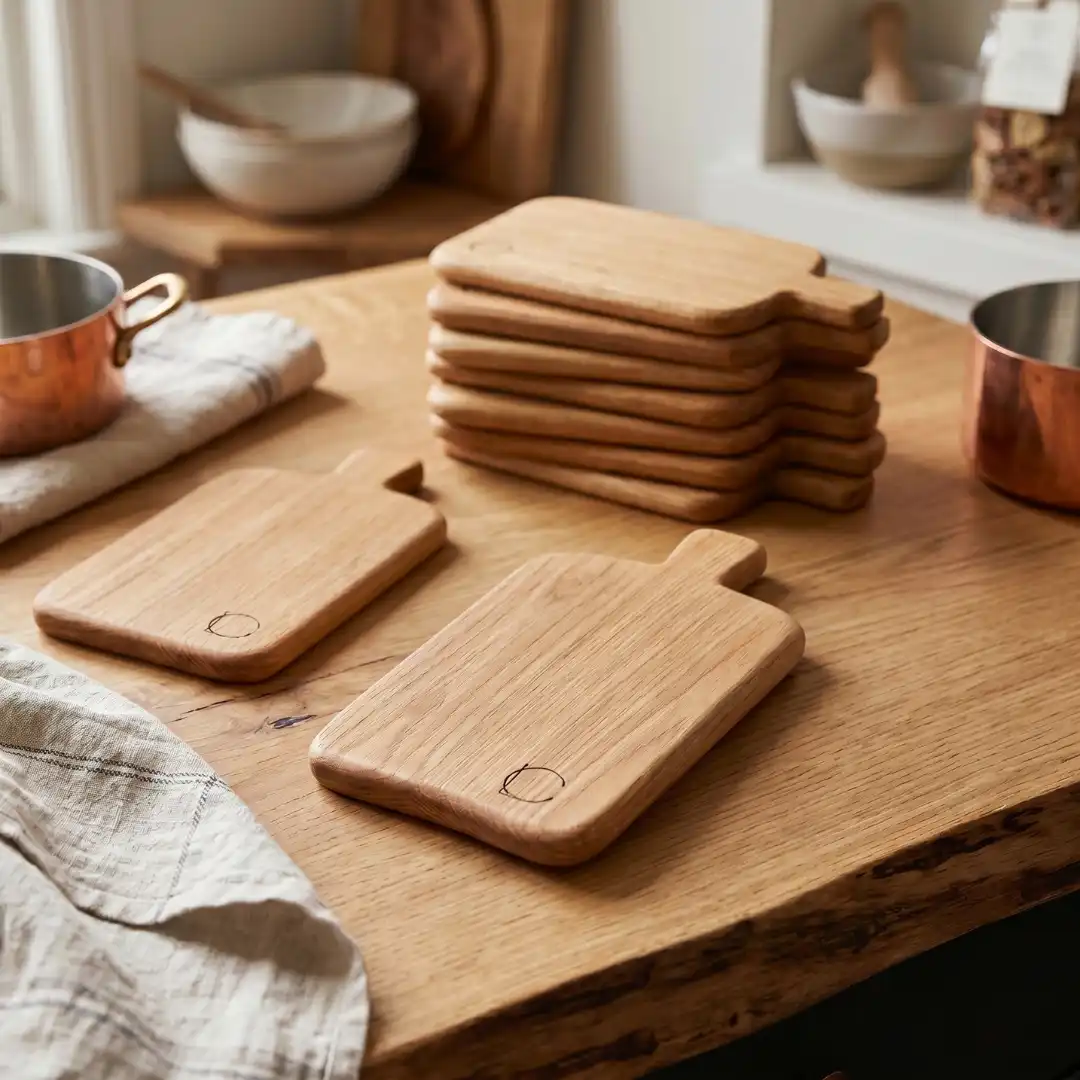 Taglieri in legno naturale durante la fase di finitura