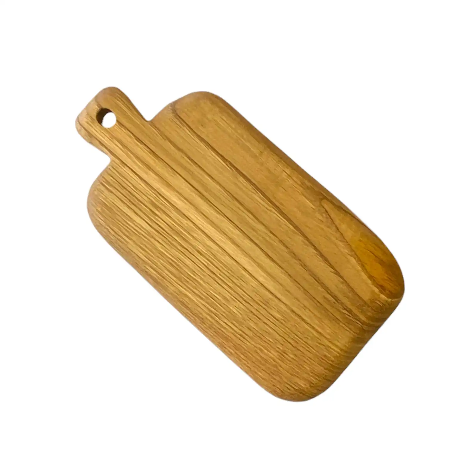 Mini tagliere artigianale in legno massello di castagno 22x12 cm con manico sagomato