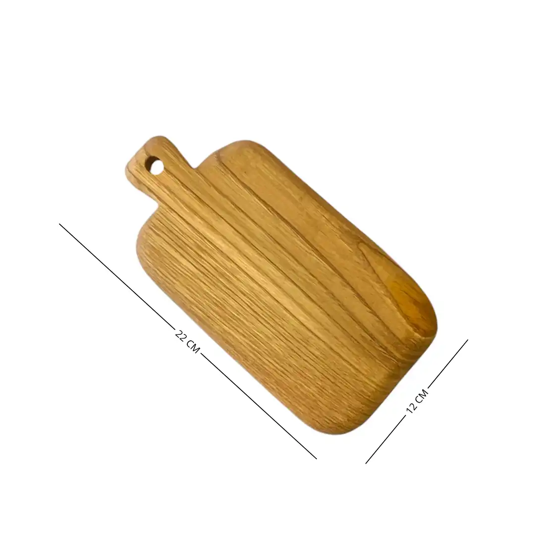Mini tagliere artigianale in legno massello di castagno 22x12 cm con manico sagomato
