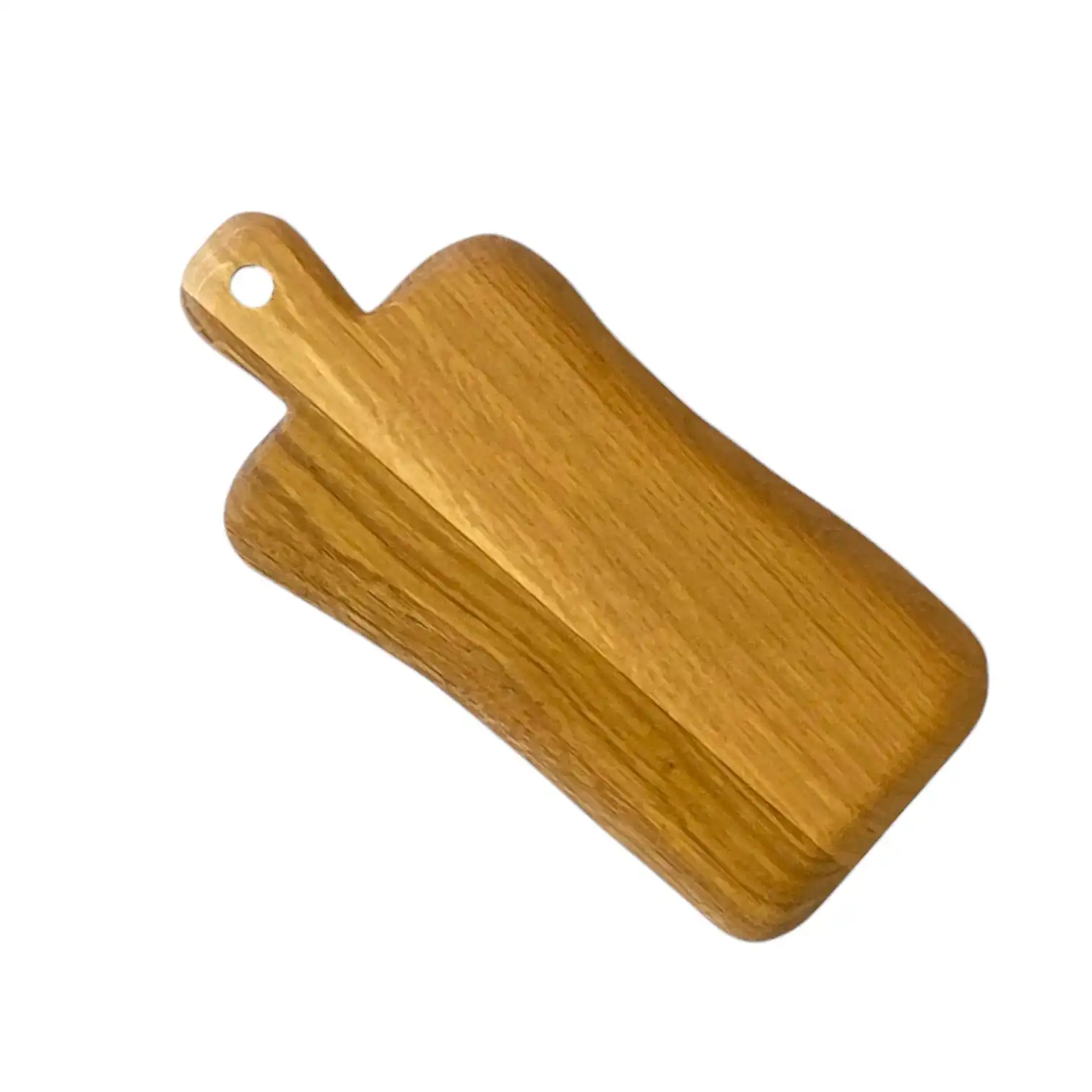 Mini tagliere artigianale in legno massello di castagno 23x10 cm con manico sagomato