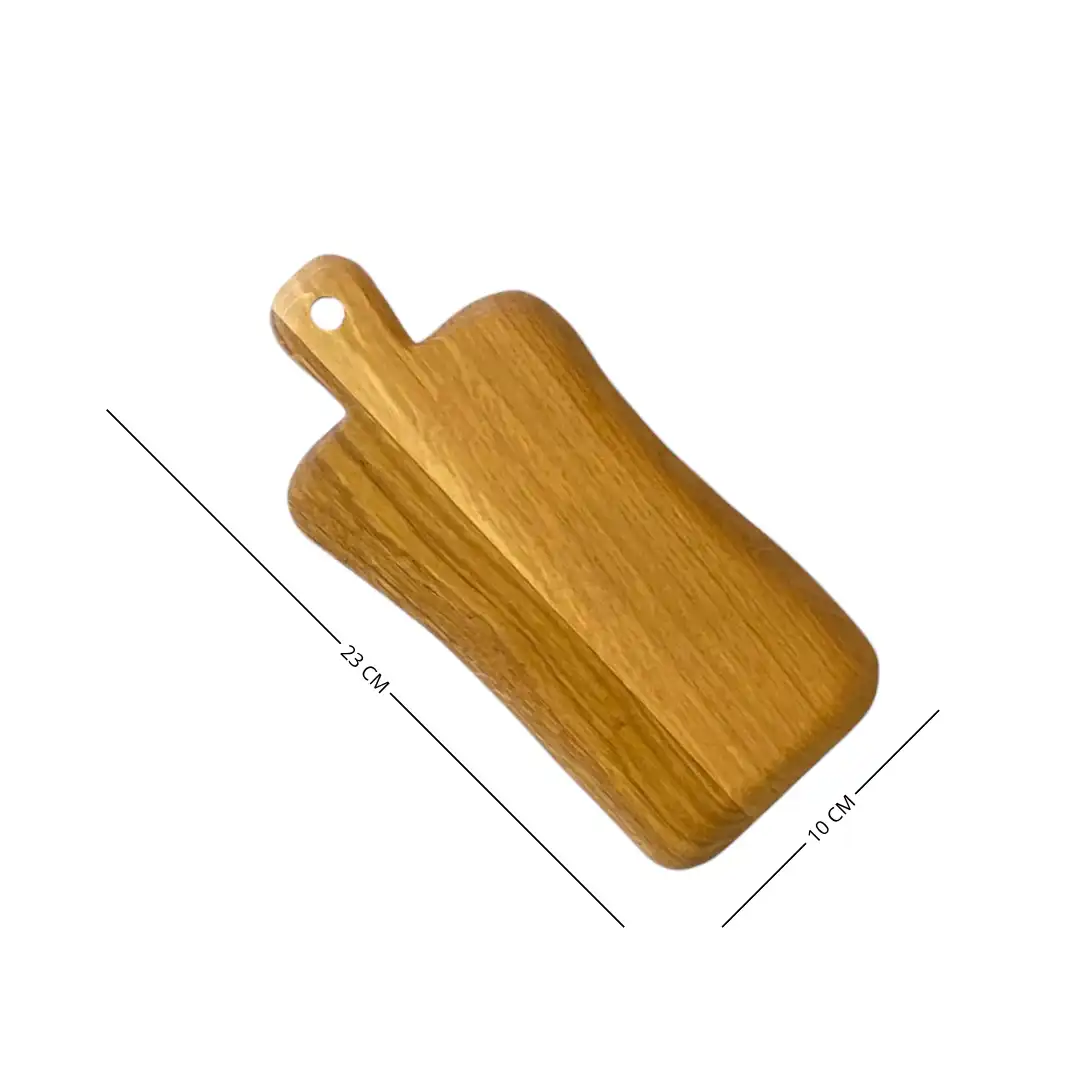 Mini tagliere artigianale in legno massello di castagno 23x10 cm con manico sagomato