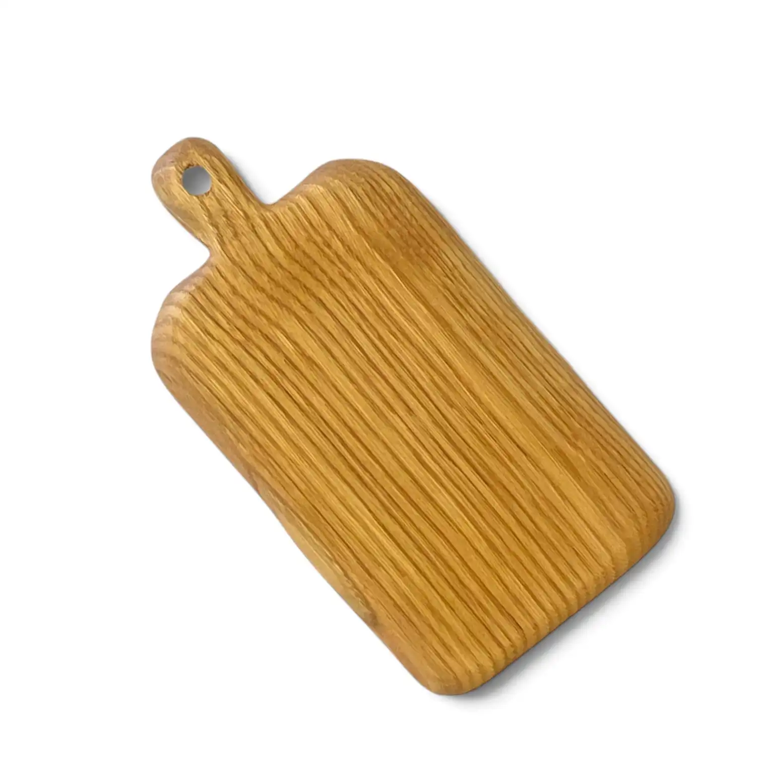 Mini tagliere artigianale in legno massello di castagno 24x13 cm con manico sagomato