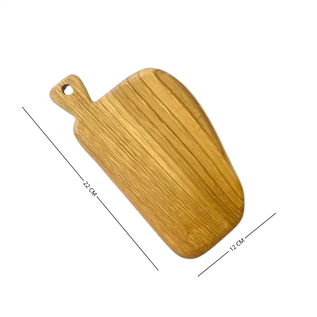 Mini tagliere artigianale in legno massello di castagno 22x12 cm con manico sagomato