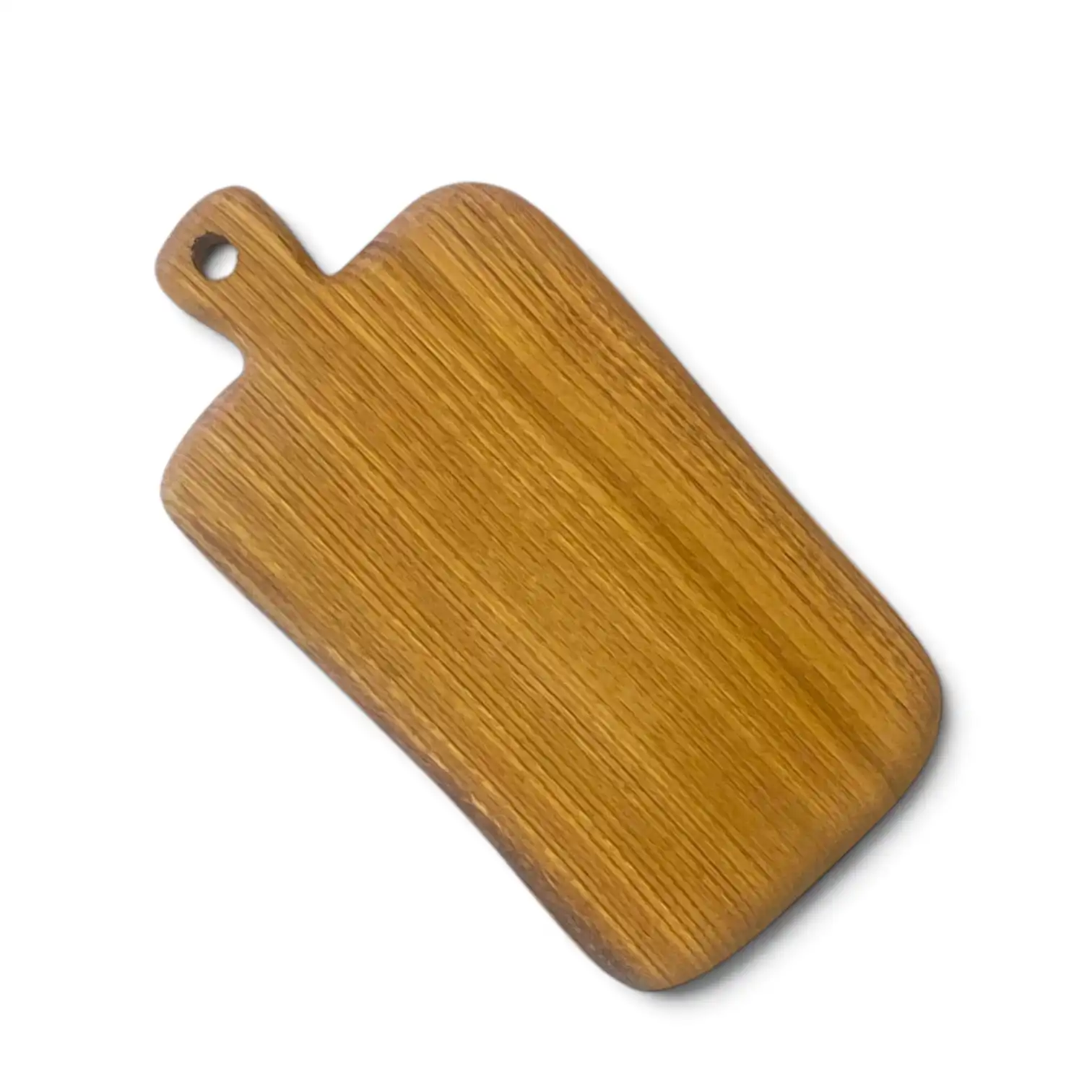 Mini tagliere artigianale in legno massello di castagno 23x12 cm con manico sagomato