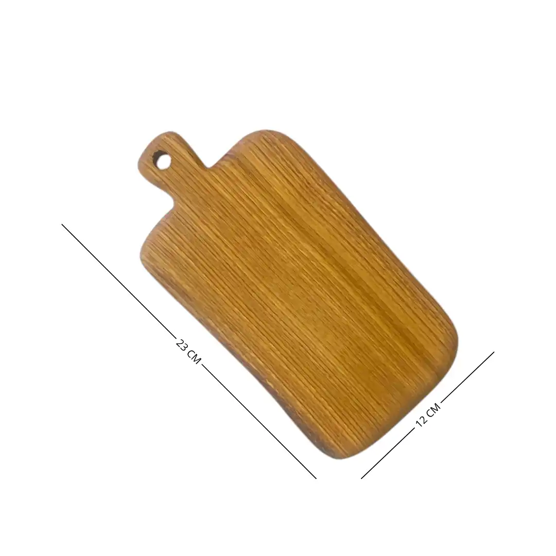 Mini tagliere artigianale in legno massello di castagno 23x12 cm con manico sagomato