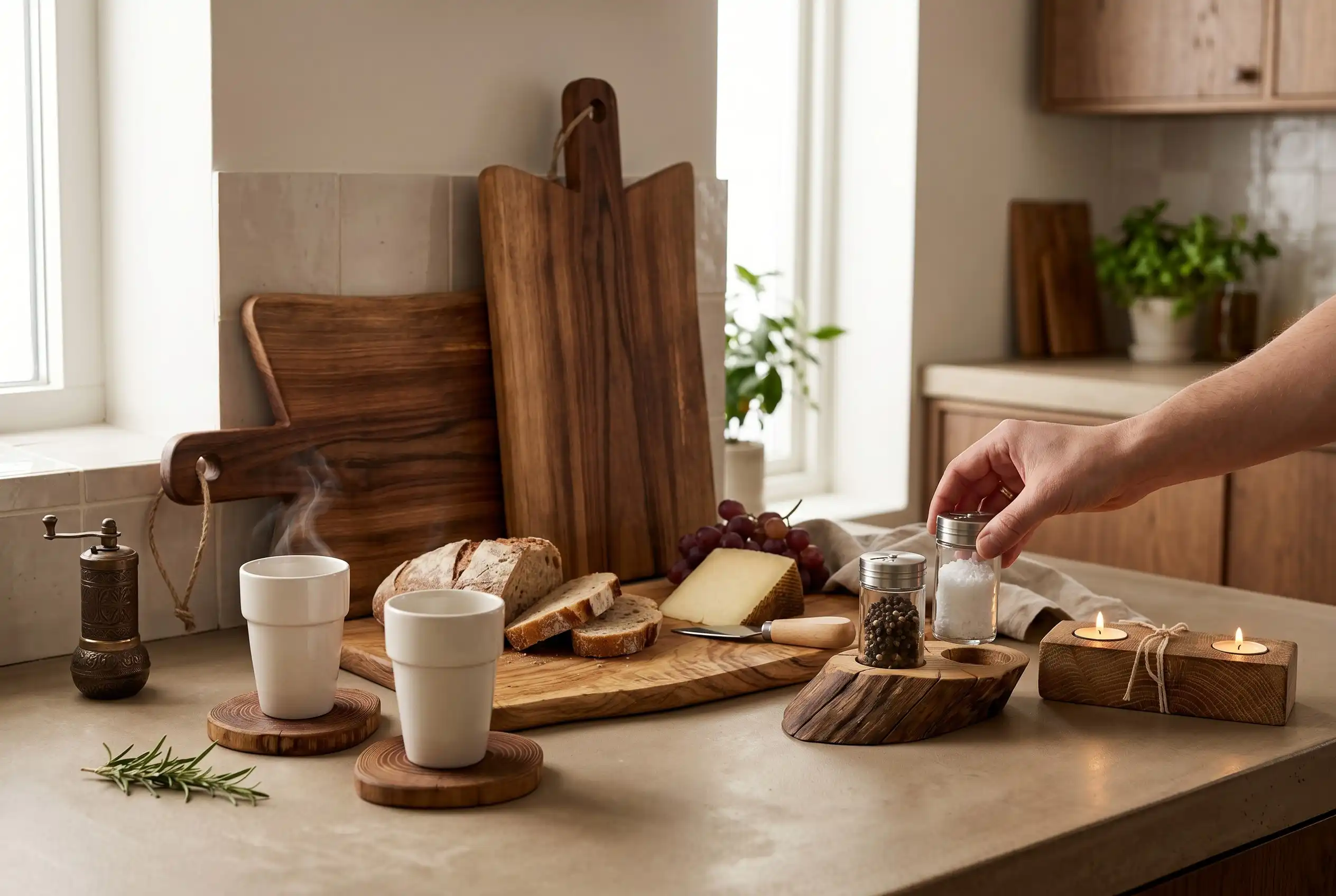 Collezione di prodotti artigianali in legno della Falegnameria di Spello